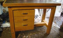 Nice Heavy Duty Oak Woodworkers Bench
Measures 24x48x36h.
Has 3 15x16 Drawers, 2 are 3-1/2" deep, the third is 6" deep.
VERY heavy and very solid.
Located in Monroe, NY