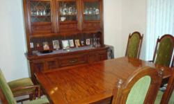 TABLE REG. 65 INS. +2 LEEFS +HEAT PADS
2 CAPTAIN CHAIRS + 4 HIGHBACK CHAIRS
HUTCH. IN E/X CONDITION.