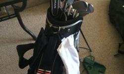 Orlimar Black Ice Pro Golf clubs with bag, travel bag, extra wedge and putter, tees, golf balls, counter, chipping net, putter return, towels, iron cleaning kit. Only used twice. Golf game ended due to shoulder surgery.