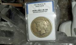 Peace Silver Dollar 1921-P High Relief-Certified by NES Very Fine 35 Very Rare Coin and of course the coin has toning. Very Low Mintage 1,006,473 This is a Very Nice coin to add to your coin collection Original Price $185.00 NOW $155.00 Free Shipping. If