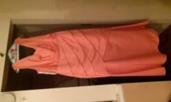 2 David's Bridal store Bridesmaid Coral plus size dress. size 18 altered to fit curvy 16ish figured ladies