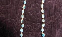 15" turquoise ceramic and coral beads, no clasp