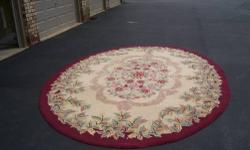 One rug and two matching throw rugs. Approx. 8'x9' for the larger one . They are beautiful in a floral design one of a kind. Light florals in pastel colors.