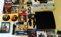 ps3 move bundle 320gb sony playstation slim black w/ GAMES extras (Jamaica)
******LIKE NEW *******
*** PLEASE READ***
THE UNIT AND ALL PARTS ARE EXTREMELY CLEAN REPACKED IN ORIGINAL PACKAGE
unit tested 100% works excellent
Cosmetic appearance: looks