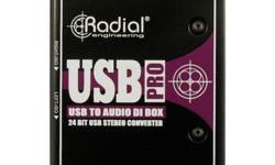 I am selling my gently used Radial Engineering USB-Pro Stereo USB Laptop DI. This unit hooks up to your computer via USB and then outputs the sound to true 24 bit, 96kHz stereo to deliver more headroom and greater detail. This unit has USB on one end and