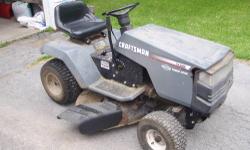 Craftsman 13 1/2 hp Briggs & Stratton 6 speed with 42" cut. Model 917.259290. Engine and drive train good. Deck needs minor work. Leave message