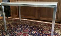 Custom made Portica table by Room and Board. Stainless steel frame, 1 1/2" square stainless steel, with 3/4" thick Beige quartz composite top.
Width: 48" Depth: 30" Height: 29"
$650 (originally $1399.00)