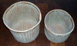 Round Baskets, Extra Large. Turquoise / Aqua Painted Willow Wicker Decorative Storage Basket Set
This lovely trio of baskets are hand woven from sustainable natural fibers and are ideal beautifying your planters or for keeping extra pillows, blankets,
