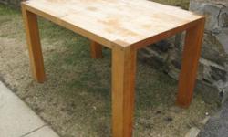 Here's a real butcher block table that can be used as a dining table, workbench, kitchen island, or even a desk. Would work well with your rustic, steampunk or industrial decor. Top could use some linseed oil, otherwise in good condition. Very sturdy and