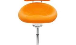 Saga adjustable office chair designed by Bruno Mathsson upholstered in orange leather. This chair has an adjustable back and height mechanism. The Saga chair is extremely comfortable, and provides a great support for the back. Regular price is: $ 1650. A