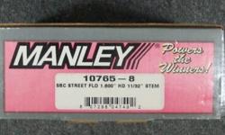 PRICE CUT! $79.00!! Set of 8 New Manley 1.60 SBC Exhaust Valves #10765. Manley Street Flo valves are excellent-quality valves at affordable prices. All are made from stainless steel (intakes are NK-841; exhausts are XH-424) with chrome stems and hardened