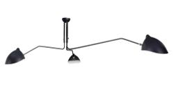 Serge Mouille Ceiling Lamp Replica NEW IN BOX NEW PRODUCTION
Black carbonized steel, adjustable arms & shades 100 watt max per
Measures: 18" H Arm 1 - 33.5" Arm 2 - 43" Arm 3 - 53"
InStock for quick shipping: Please contact us for details. Thank You