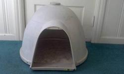 I have a small dog igloo for sale in great condition. Only selling because we no longer need it. Will fit small dogs 20 pounds or less and can be used inside or outside. Also has carpet on the inside for extra comfort. Please send me a message or
