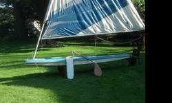 Small sailboat. Sit on top design. Ready to sail. There are a couple small rips in the sail but preforms fine. No trailer. Can deliver for small fee and distance depending.