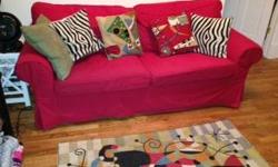 I am selling my red sofa bed couch - it is a couch that pulls out into a sofa - both very comfortable! I bought it 2 years ago from IKEA for $1,000 and it is in great condition. The red color really makes any room look awesome!
You will have to take it
