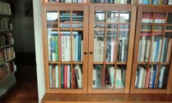 For sale: a solid maple wood, used bookcase that was painted a light burgundy color. Great bookcase with a little bit of wear-and-tear paint job chip marks, but nothing major at all. Very sturdy and durable with deep shelfs that are adjustable in height.
