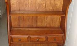 Rare antique solid oak Young Hinkle hutch with shelving and chest of three drawers. An incredible piece!