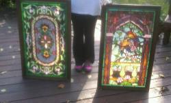 Stained Glass Windows - $85. Each measures 23? Wide x 37? High; Parrot in Tree or Starburst; beautiful sunlight filter; $85. each or package $150. for both
1. Firepit - Wood Burning - $75., enjoy outdoor warmly; safe/great for outdoor evening