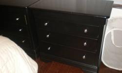 Selling one dresser and two bachelor's chests (used as nightstands) from the Stanley Furniture Louis Louis collection. We're selling because we can't fit them in our new apartment and have to get smaller furniture.
All furniture is in the Black Opal