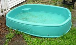 great condition. Perfect for toddler in hot weather. Big enough for an adult to sit in an cool off as well. There is grass in the water - just wanted to show that the pool does not leak. Since this picture was taken I have emptied the water and it is