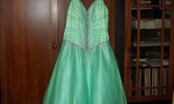 I am selling my sweet 16 dress. I only wore it once. Its a beautiful light green with a lot of rhinestones and sequences. I was a size 13 when I wore that so that is the size. Call Rachel (631)413-3055