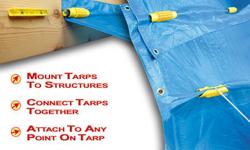 EZ Grabbit Tarp Tie Downs are ideal for tarp management in severe weather, over-season storage, camping, shelter, hay cover, transportation, construction, emergency preparedness, etc. These devices attach to any point on a tarp and hold strong, even in