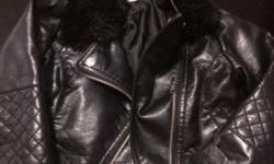 Black faux leather motorcycle jacket with removable fur collar size 3-4 $25
price is negotiable. Willing to ship. $5 shipping fee. Will provide paypal info if need be. You are still welcome to come and pick up.
917-804-8246