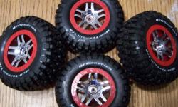 Genuine Traxxas Set of 4 Slash 4x4 Platinum BFG Tires RED NEW.