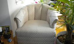 Beautiful swivel club chair...very gently used condition. Smoke free/pet free. Pick up only. The dimensions are as follows: from the floor to the top of the seat cushion 16". From the floor to the top of the back of the chair 28" (total height). The width