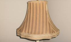 This LAMPSHADE is very old and absolutely gorgeous.
It is fully custom lined inside.
It measures 13" tall
and the openings measure: 6" x 7 1/4" across the top opening
and 14" x 16" at the bottom opening.
It is in the beige and gold tones.
It has gimp and
