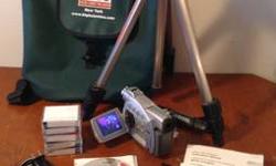 Video Camera (MiniDV) with Tripod and other Extras
Canon ZR45-MC
Format: MiniDV (Video) SD Card (Still Photographs)
Comes with all original manuals, software and equipment plus...
I'm including extra batteries (hi-capacity), Tripod (made by SLIK), 5