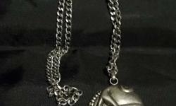 I am really not sure what this is but my guess is that it is,
Vintage 1950's, I think a pot metal, flower type design on chain with lobster claw clasp.
As for condition, I don't see any major problems flaws.
I have a CASH Only, NO returns, NO refunds,