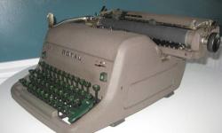 This is the 1954 Royal HH typewriter. Its In great working condition. Slight wear and tear, but keys are not worn and it still has the Royal logo on front and back, which is rare.
Royal was one of the longest-lived typewriter manufacturers. They