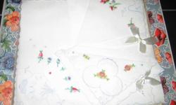 Available are vintage boxed handkerchiefs from the 1940s and 1950s. Most sets have three in a box and are priced from $25 to $30. It is possible to make up your own boxed set which would be priced according to the handkerchiefs that you choose.
Below are