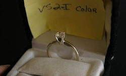 Brilliant Vintage Diamond Ring. 47 Pts, VS2 -I. Set in 10K white gold. Size 8.
This diamond was purchased in 1976 from Service Merchandise as a perfect, flawless diamond. Diamond is still as brilliant and flawless as the day it was purchased.
Get your