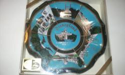 Vintage Disneyland Souvenir Gift Tray- Ruffled Glass- Walt Disneyland Productions by Houze Art.
Sealed in the original box with the ribbon tie.
Sleeping Beauty's Castle in the center.
Frontierland- Mark Twain Steamboat, Fantasyland- It's a Small World,