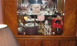 includes:
1 sideboard buffet hutch featuring 4 drawers and 2 side doors #18-6816
1 china featuring 3 glass doors #18-6818
1 heirloom drop leaf tea wagon #10-6085
Condition: all pieces are in excellent condition with very minor wear but this style is even