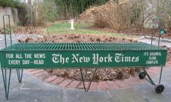 This Vintage New York Times Newspaper Stand, from the 1970's, would make a fantastic piece of furniture to hold your TV and audio equipment! It has been used for the past 29 years behind a sofa as a bookcase/display stand. It is a great size and height