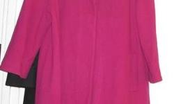 This vintage pink swing Ellen Tracy coat is extremely warm and is lined. It is marked size 6, but is actually quite large and will probably fit various sizes. It is barely used and has sat in a closet for years. It was made in the USA.