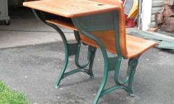 Antique school desk...good shape. You are purchasing an old Student desk!
These styles of desks were used between 1900's-1930's. The legs & frame are made of steel.