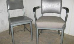Nice pair of vintage Emeco upholstered NAVY chairs. Very stylish in grey color. Great condition. Sturdy and comfortable. Clean look. A true classic. Like new. Save $700+ when compared to Emeco's modern interpretation, check here