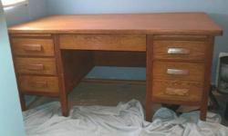 Vintage wood desk from E C in very good condition.
Oak used in construction, dovetail drawers
Top has had a couple of patches but in nice condition
Will trade for a rifle or cash offer
607-936-0317
more pictures available