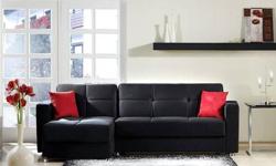 Product description:
Let yourself fall into the total comfort and relaxation of the VISION sectional. The sectional is covered in brown/beige micro fiber easy to maintain.
With just a single push, and click motion your lovely sofa becomes a very