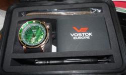 Vostok-Europe Anchar Men?s Diver Watch NH35A/5109219
$587.00 OBO
Part of the Signature Cyrillic Collection.
Named for the fastest submarine ever built. Pictured on case back
Numbered 100 of 3000
NH35A 24 jewel Japanese automatic SII movement. Can be hand
