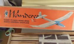 THIS HAS NEVER BEEN BUILT.THIS IS COMPLETE RADIO CONTROL SAILPLANE.THIS HAS A WINGSPAN OF 72".THIS IS THE WANDERER BY MARK'S MODELS.THE BOX IS IN GOOD CONDITION.