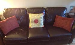 Custom made sofa and love seat in chocolate brown microsuede fabric. Excellent condition. Locals only; cash only please.
