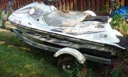 2000 Yamaha 800, 2 Seats with a 2000 Trailer. The engine has low hours on it and used in Greenwood Lake, NY.
The wave runner is like NEW since it has recently a rebuilt engine with genuine Yamaha parts. The Trailer has no rust at all good tires all the