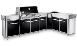 Weber Summit grill center ( on display )
Six stainless steel burners Primary cooking area = 624 square inches Warming rack area = 145 square inches Total cooking area = 769 square inches 9.5mm diameter stainless steel rod cooking grates Stainless steel