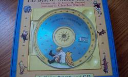 The Best Of Winnie-The-Pooh audio CD is in good working condition, narrated by Charles Kuralt. The box has a small mark in the top left corner from storage, and the hard plastic cover has a scratch on it.
The color illustrated gift book inside the box is