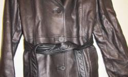 Nicole Miller black belted jacket with epaulets, size M, very soft leather